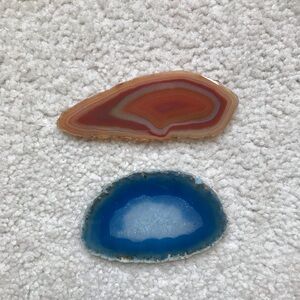 Set of 2 Polished Agate Slices from Australia – Blue & Red Tones